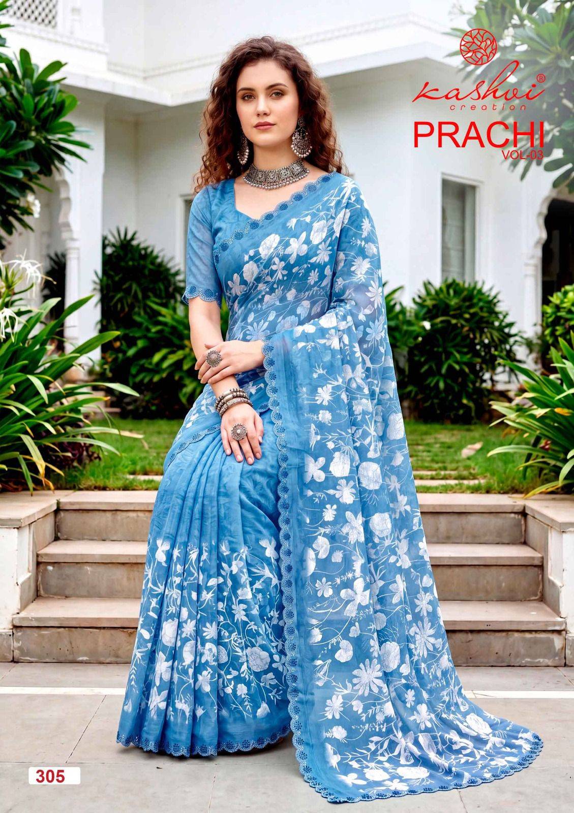 PRACHI VOL. 3 By KASHVI CREATION 301 to 308 Series Indian Traditional Wear Collection Beautiful Stylish Fancy Colorful Casuals Wear DULL MOSS ZARI PATTA Sarees At Wholesale Price